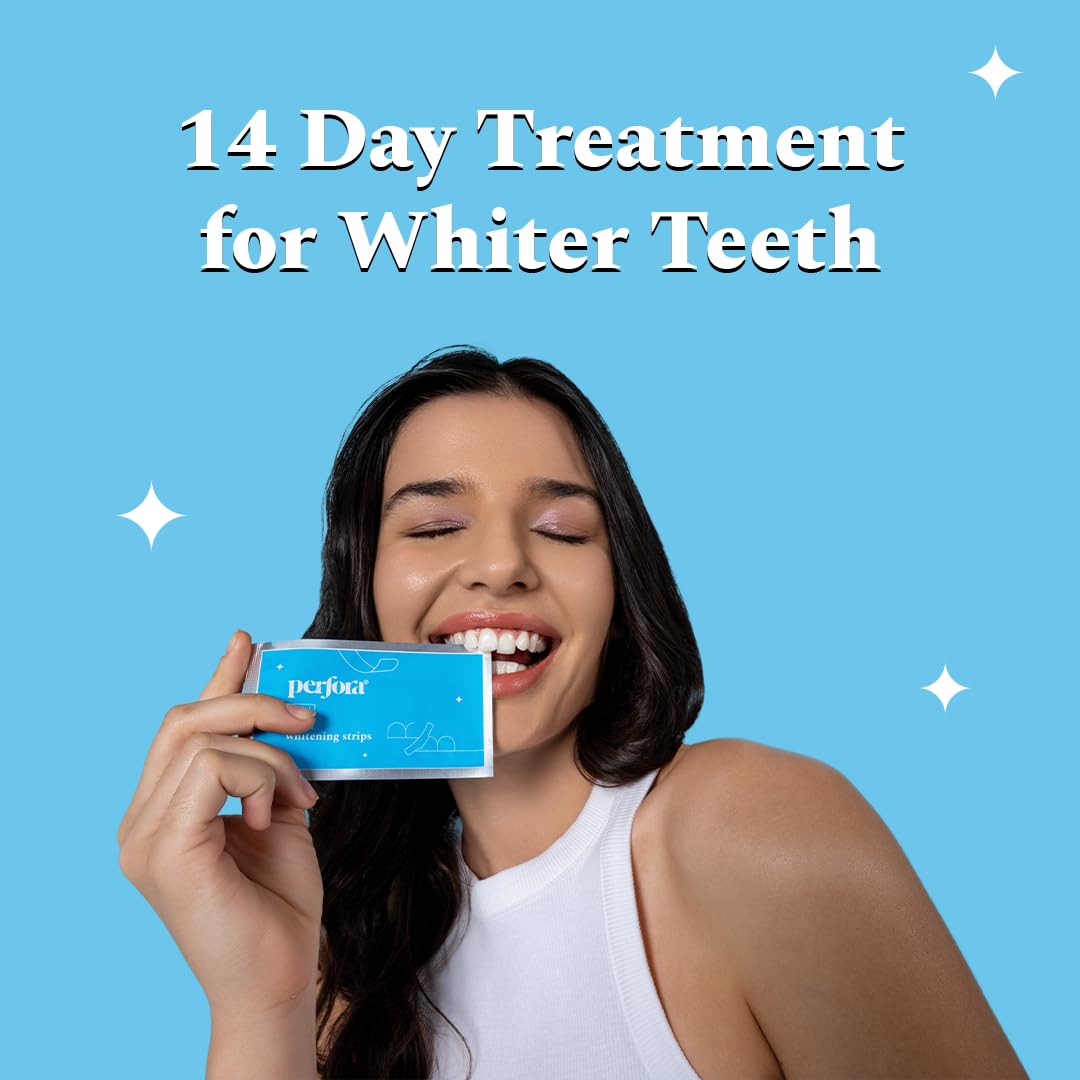 Perfora Teeth Whitening Combo - Whitens Teeth in 1 Use | Enamel-Safe & Sensitivity-Free Oral Care Formula For Tooth Stain Removal | Teeth Whitening Strips - Pack Of 3 & Purple Serum - 30ml