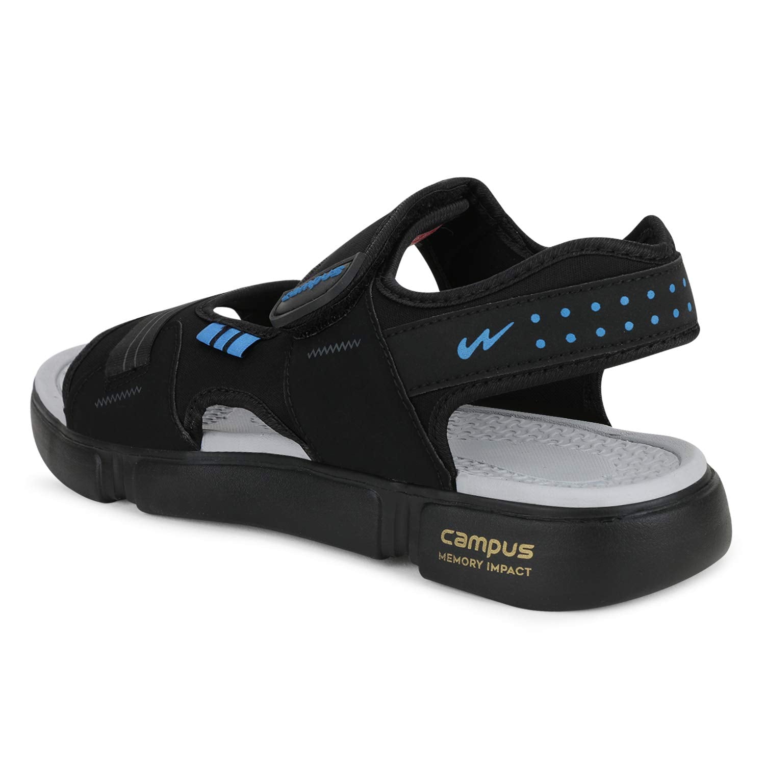 Campus Men's SD-057 BLK/Sky/D.Gry Sports Sandals - 7UK 3K-SD-057A