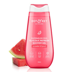 Dot & Key Watermelon + Glycolic Fresh & Cool Shower Gel For Glowing Skin | For All Skin Types | Hydrates Skin & Gently Exfoliates | Non Drying | 250 ml