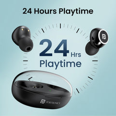 Portronics Harmonics Twins S13 in Ear True Wireless Earbuds with Mic, 24H Playtime, Game/Music Mode, Touch Control, 8mm Driver, Bluetooth 5.3v,IPX5 Water Resistance, Type C Fast Charging(Black)