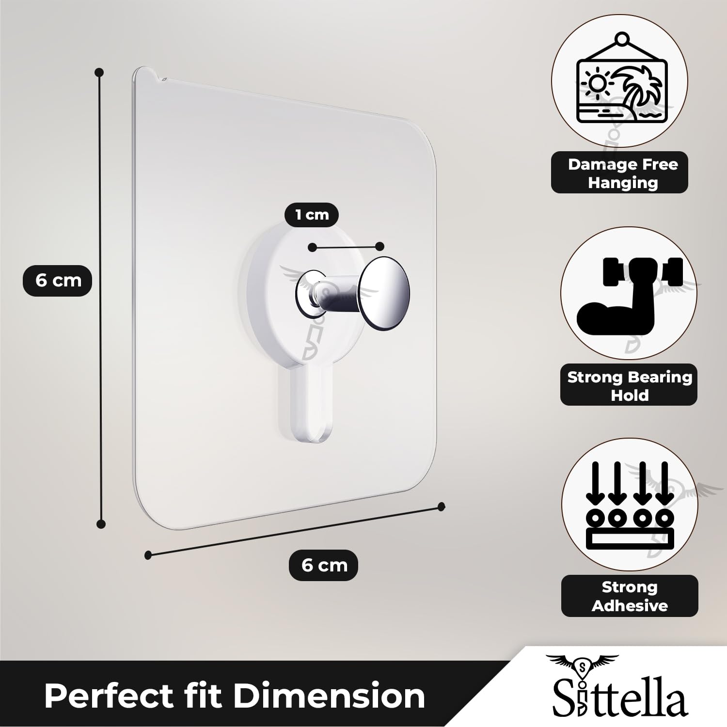 SITTELLA Stainless Steel 10 Pieces Self Adhesive Heavy Duty Nail Photo Wall Hook No Drilling Installation For Use Inside Home & Kitchen, Transparent - Home Improvement from SITTELLA - Shop in Sri Lanka at Arcade.lk