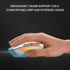 Portronics Vader Max Wireless Rechargeable Mouse, Thumb Support, Bluetooth 5.3 & 2.4 GHz Dual Mode, 6-Button Control, Adjustable DPI Up to 2400,Universal Compatibility for Laptop,Desktop,Gaming(Grey)