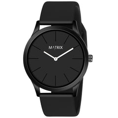 Matrix Minimalist Dial with Softest Silicone Strap Analog Wrist Watch for Men & Boys (Black)