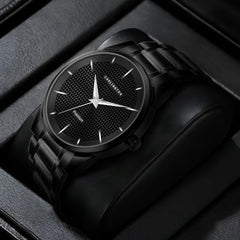 Carlington Stainless Steel Analogue Men Premium Watch, Black Dial, Black Band