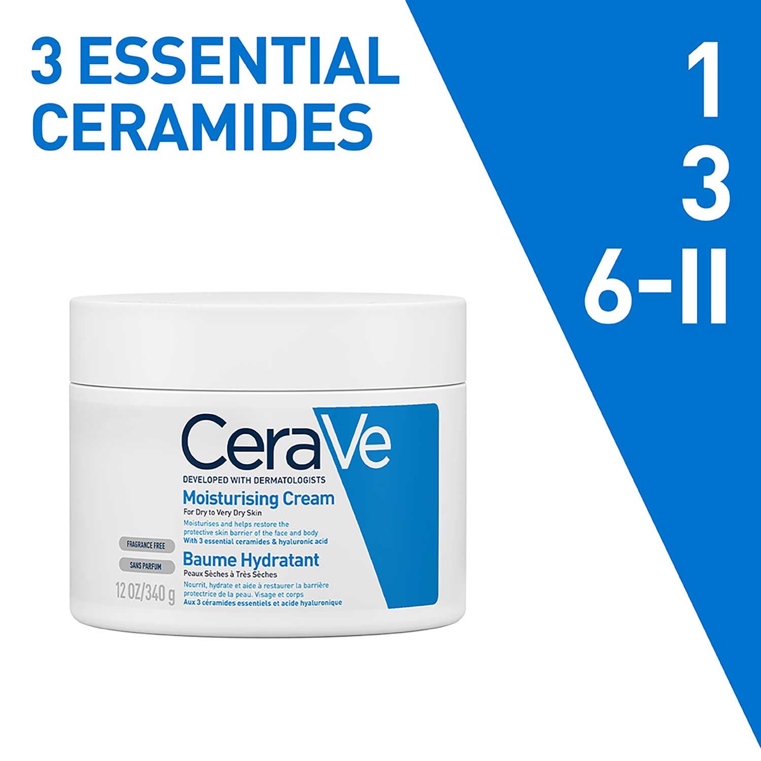 CeraVe Moisturizing Cream For Dry To Very Dry Skin (340gm) - Formulated with 3 Essential Ceramides And Hyaluronic Acid | Non-Comedogenic Moisturizer - Luxury Beauty from CeraVe - Shop in Sri Lanka at Arcade.lk