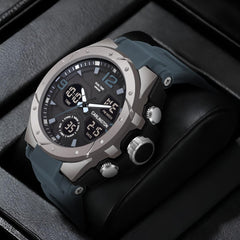 Carlington Resin Endurance Analog-Digital Sports Watch for Men and Boys - CT9105 Series One (Silver, Teal)