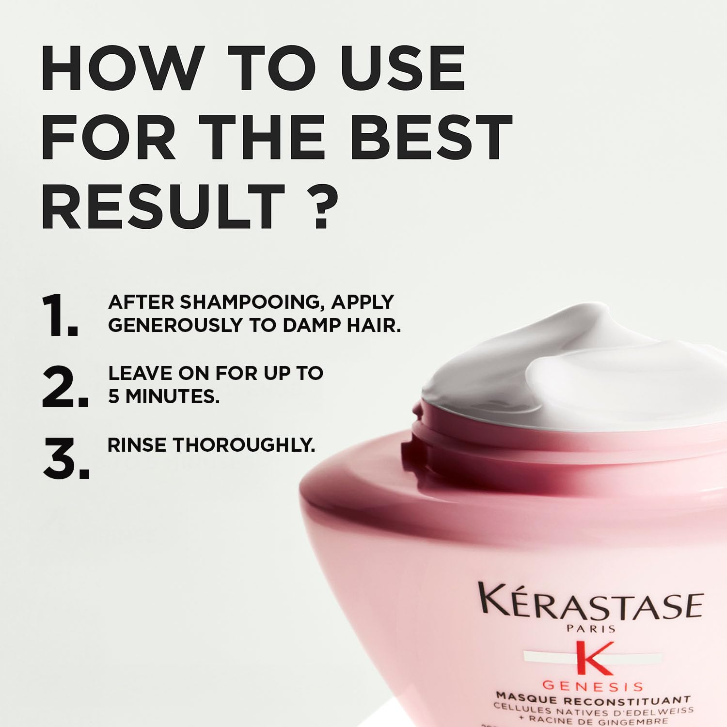 Kérastase Genesis Reconstituant Hair Mask for Hair Fall Control 200ml | Anti-Hair Fall Hair Mask | Infused with Ginger Root, Edelweiss Native Cells & Arginine
