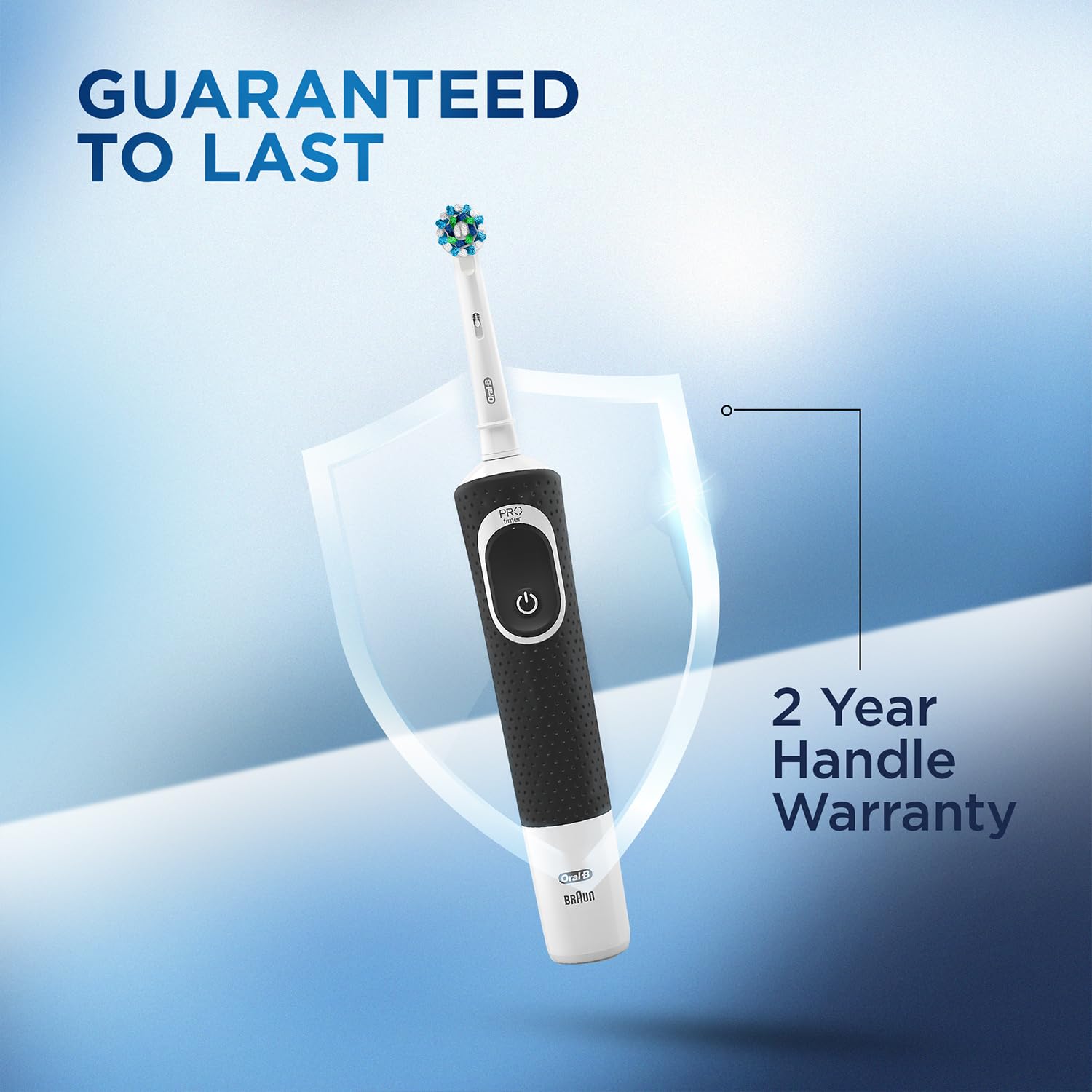Oral-B Vitality Rechargeable Rotating Electric Toothbrush for Adults | 2 Brushing Modes (Daily & Sensitive) | 2-Min Timer with Quadpacer | IPX7 Water Resistant | Round Brush Head (Black)