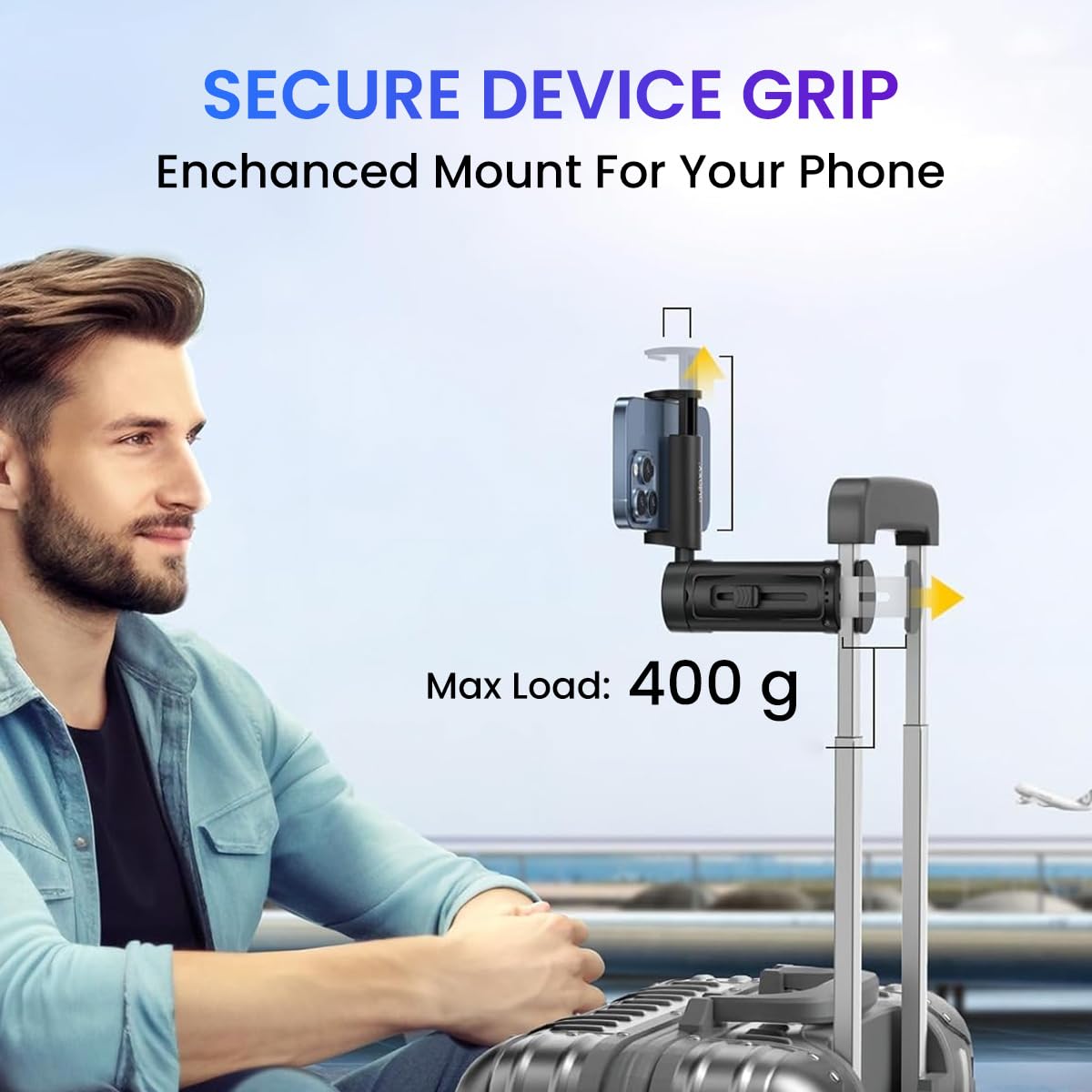 Portronics Mobot Clip Mobile Holder with 360° Adjustable Angles, Light Weight, Mobile Stand for Table/Video Recording/Vlogging, Compatible with 4 to 6.4 inch Smartphones (Black)