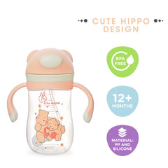 R for Rabbit Premium Hippo Baby Straw Sipper Bottle |10 fl oz | Anti Spill Sippy Cup with Soft Silicone Straw BPA Free & Non-Toxic for Baby or Kids of 12 Months -(300 ml Yellow)