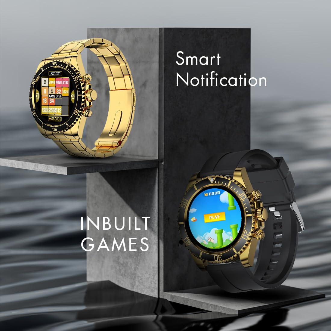 Fire-Boltt Avalanche Stainless Steel Smart Watch With Extra Silicone Strap, 2 Watch Looks - Sporty & Fomal, Bluetooth Calling with 1.28” HD Display, 2 Button Pushers (Gold Black) - Personal Computer from Fire-Boltt - Shop in Sri Lanka at Arcade.lk