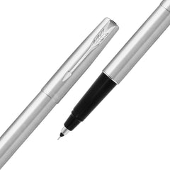 Parker Frontier Stainless Steel Chrome Trim Roller Ball Pen| Ink Color - Blue | Gift For Employees | Unique Gifts For Entrepreneurs