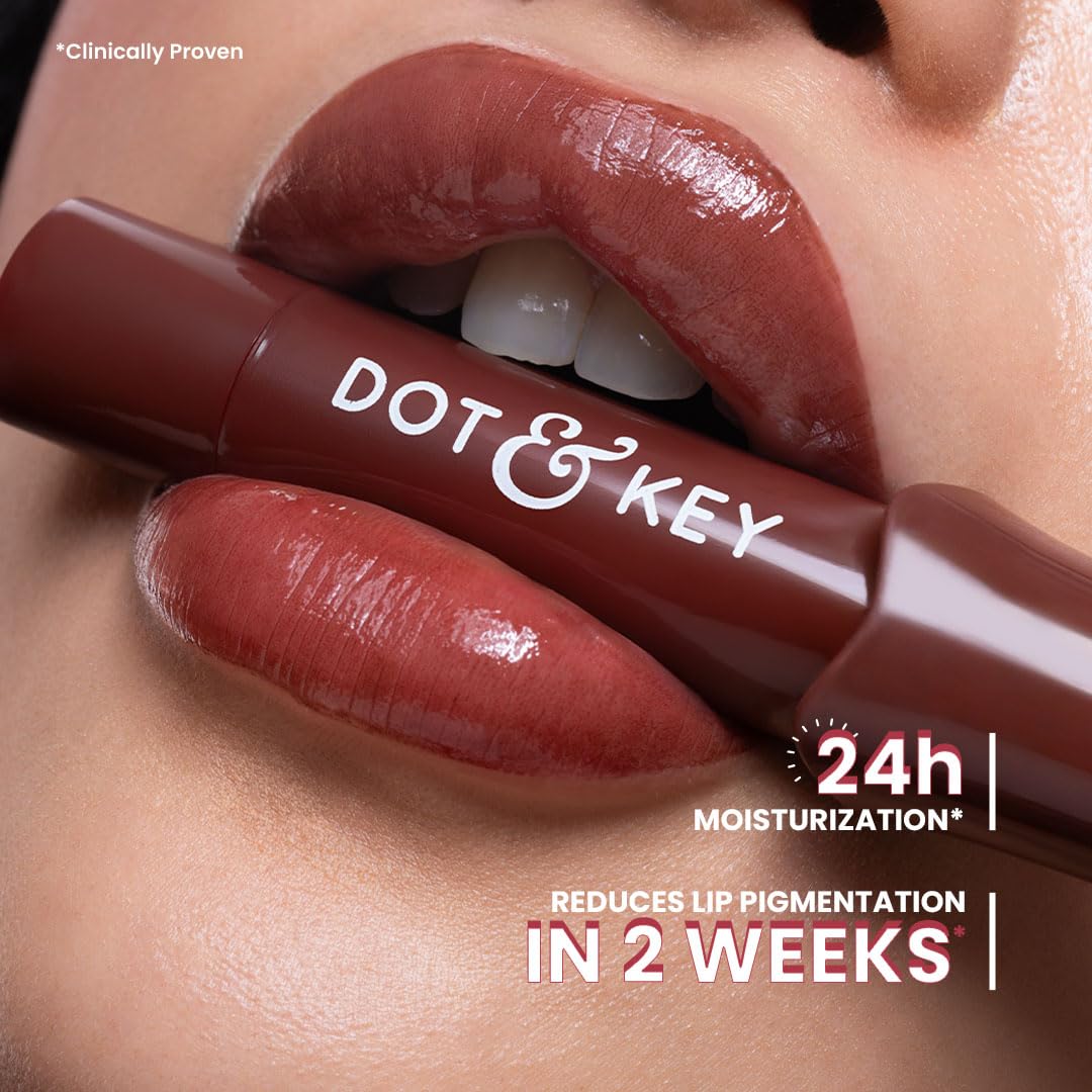 Dot & Key Meltie Lip Balm SPF 50+ With 2% Kojic & Vitamin C | Hydrates Dry, Chapped Lips, Lightens Pigmentation, Brightens Lips | With Shea & Mango Butters, Peptide Infused | Cocoa Creme | 4g