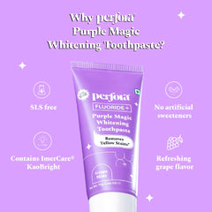 Perfora Purple Whitening Toothpaste-125g | Purple Toothpaste For Teeth Whitening | Teeth Stain Remover | Enamel Safe & Effective Teeth Whitener Oral care | Grape Mint
