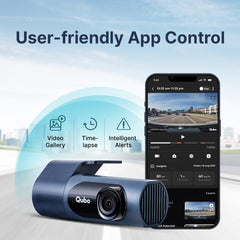 Qubo Car Dashcam Pro X by Hero Group | 3MP 1296P FHD+ Camera | NightPulse Vision | Wide-Angle FOV | Supercapacitor | Built-in Wi-Fi, Mic | App Control | G-Sensor | Up to 1TB Storage | (Midnight Blue)