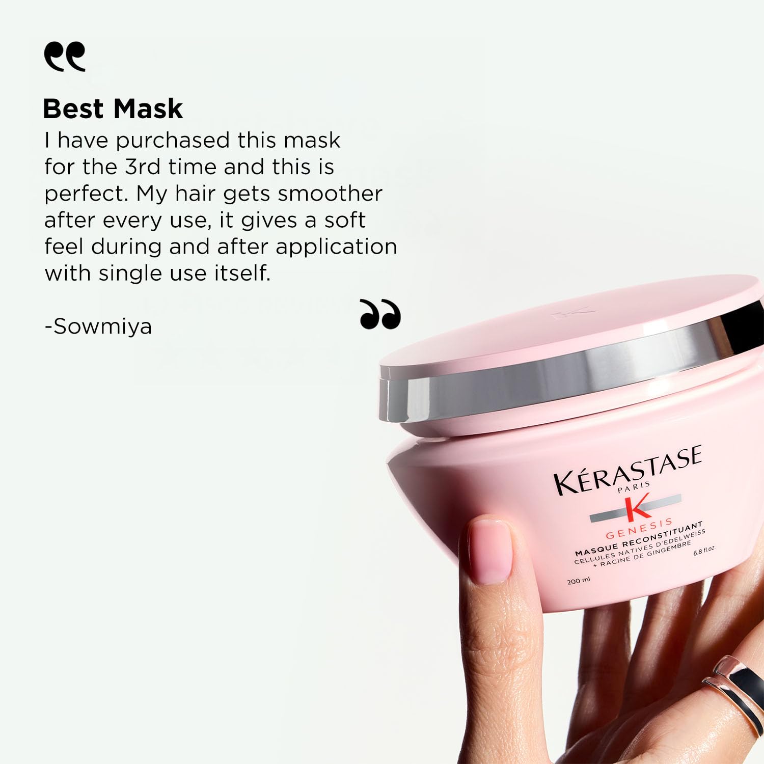 Kérastase Genesis Reconstituant Hair Mask for Hair Fall Control 200ml | Anti-Hair Fall Hair Mask | Infused with Ginger Root, Edelweiss Native Cells & Arginine