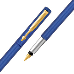 Parker Vector Standard Gold Trim Fountain Pen| Metallic Blue Body Colour| Ink Colour – Blue