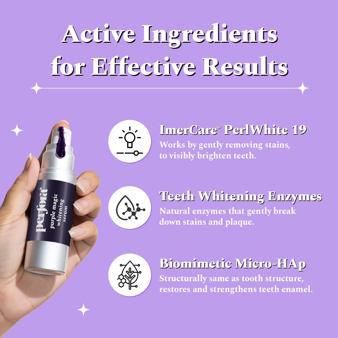 Perfora Purple Magic Whitening Serum-30ml | v34 Colour Corrector For Teeth | Purple Toothpaste For Teeth Whitening | Teeth Stain Remover | Enamel Safe | Apple Peach