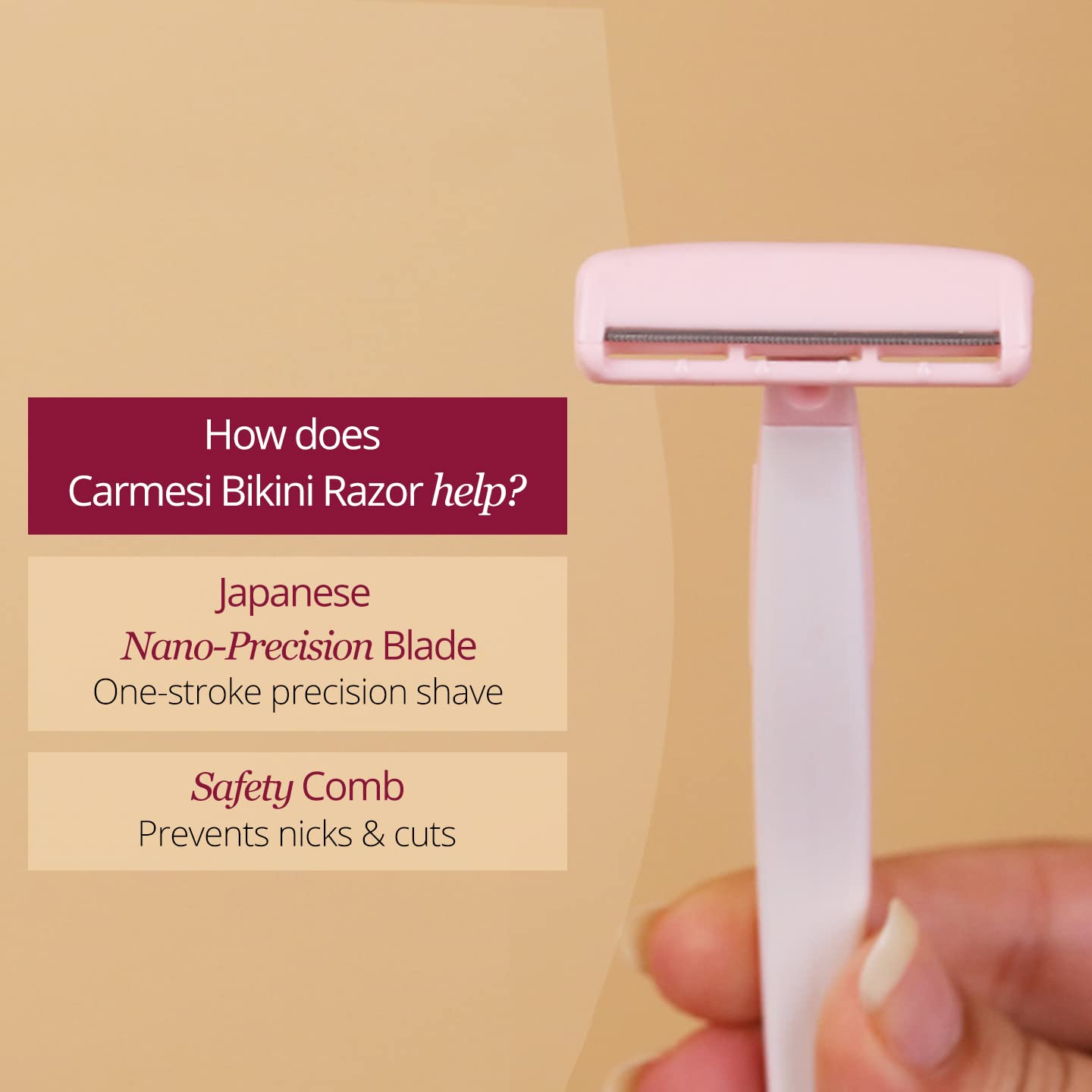 Carmesi Bikini Razor for Women | For Irritation-Free Shaving of Bikini Line | Pack of 1, White