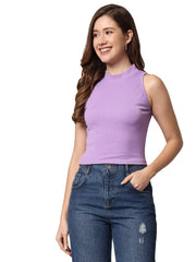 FUNDAY FASHION Women's Solid Ribbed Crop Tank Regular Fit Top For Women's