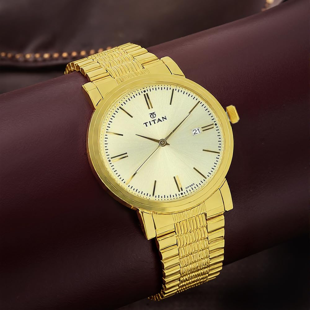 Titan Analog Gold Dial Men's Watch-NM1712YM03 / NL1712YM03