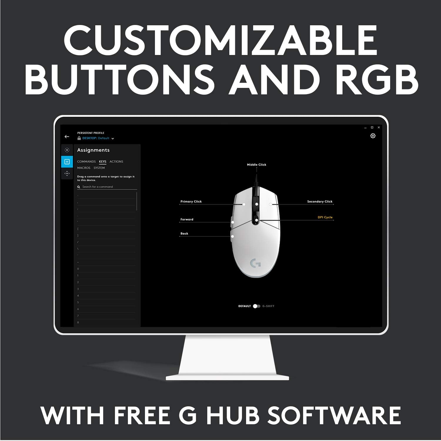 Logitech G 102 Light Sync Wired Gaming Mouse with Customizable RGB Lighting, 6 Programmable Buttons, Gaming Grade Sensor, 8K DPI Tracking,16.8mn Color, Light Weight - White
