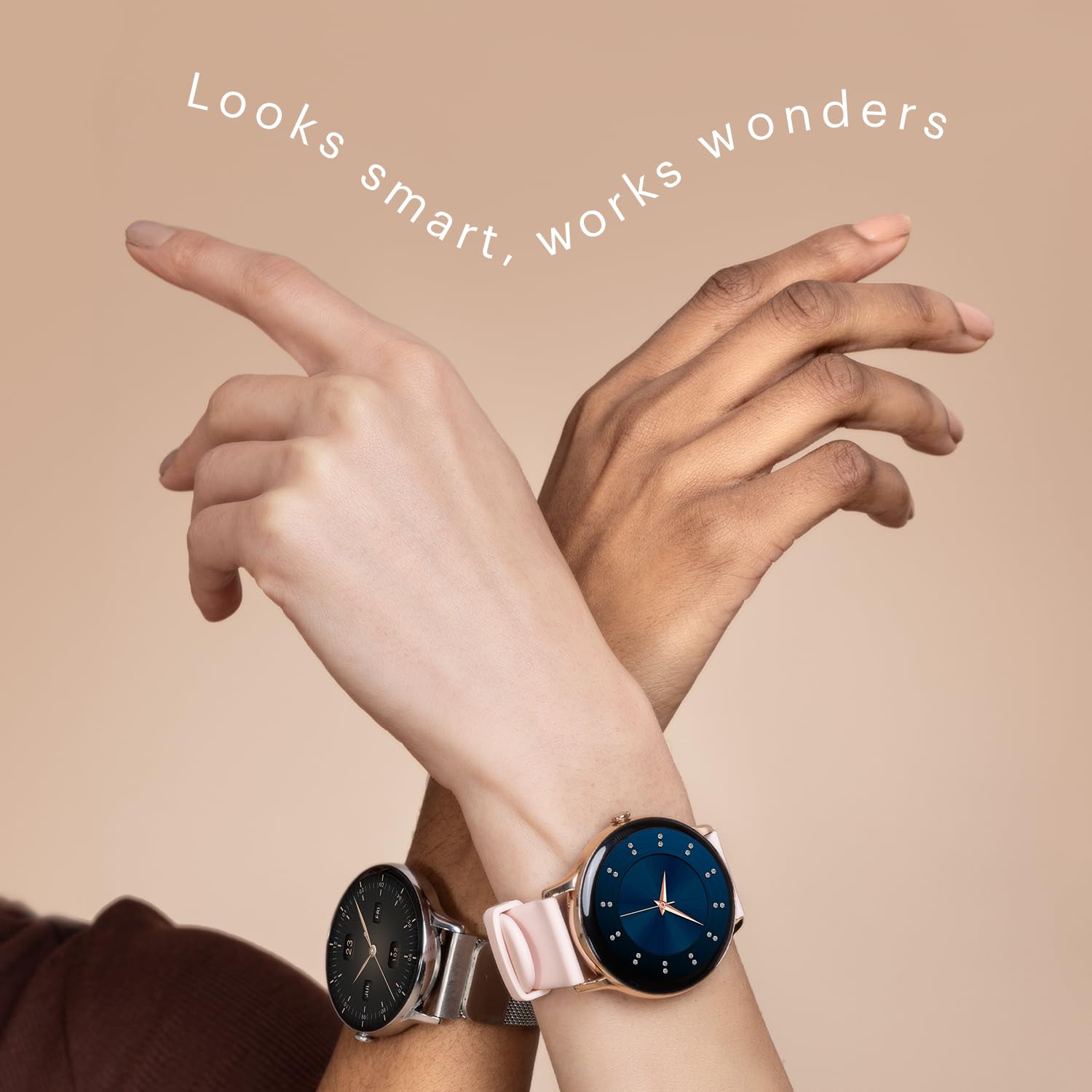 Noise Twist Go Bluetooth Calling Smart Watch for Women, Sleek Metal Dial, Glossy Finish, 1.39" Display, 100+ Watch Faces, IP68, Sleep Tracking, Voice Assistance, Upto 7 Days Battery (Gold Link)