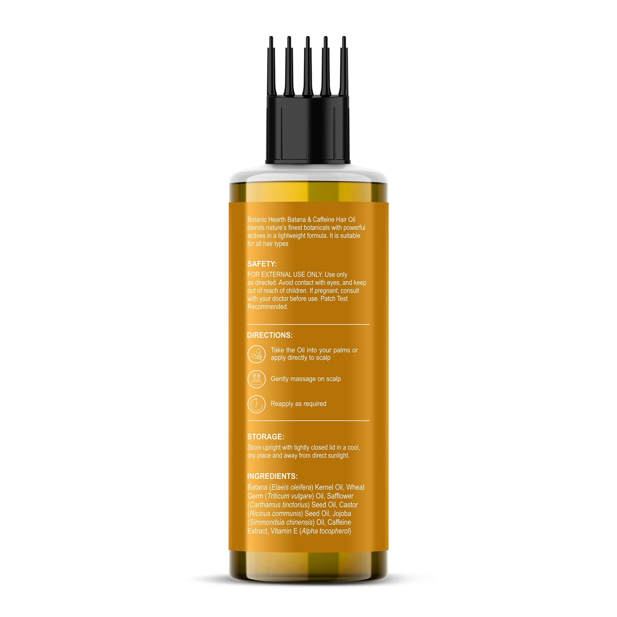 Botanic Hearth Batana Caffeine Hair Oil with Almond – 150ml – Nourishing & Strengthening Hair Treatment, Promotes Healthy Hair Growth, Enhances Shine & Moisture | Glammy.lk