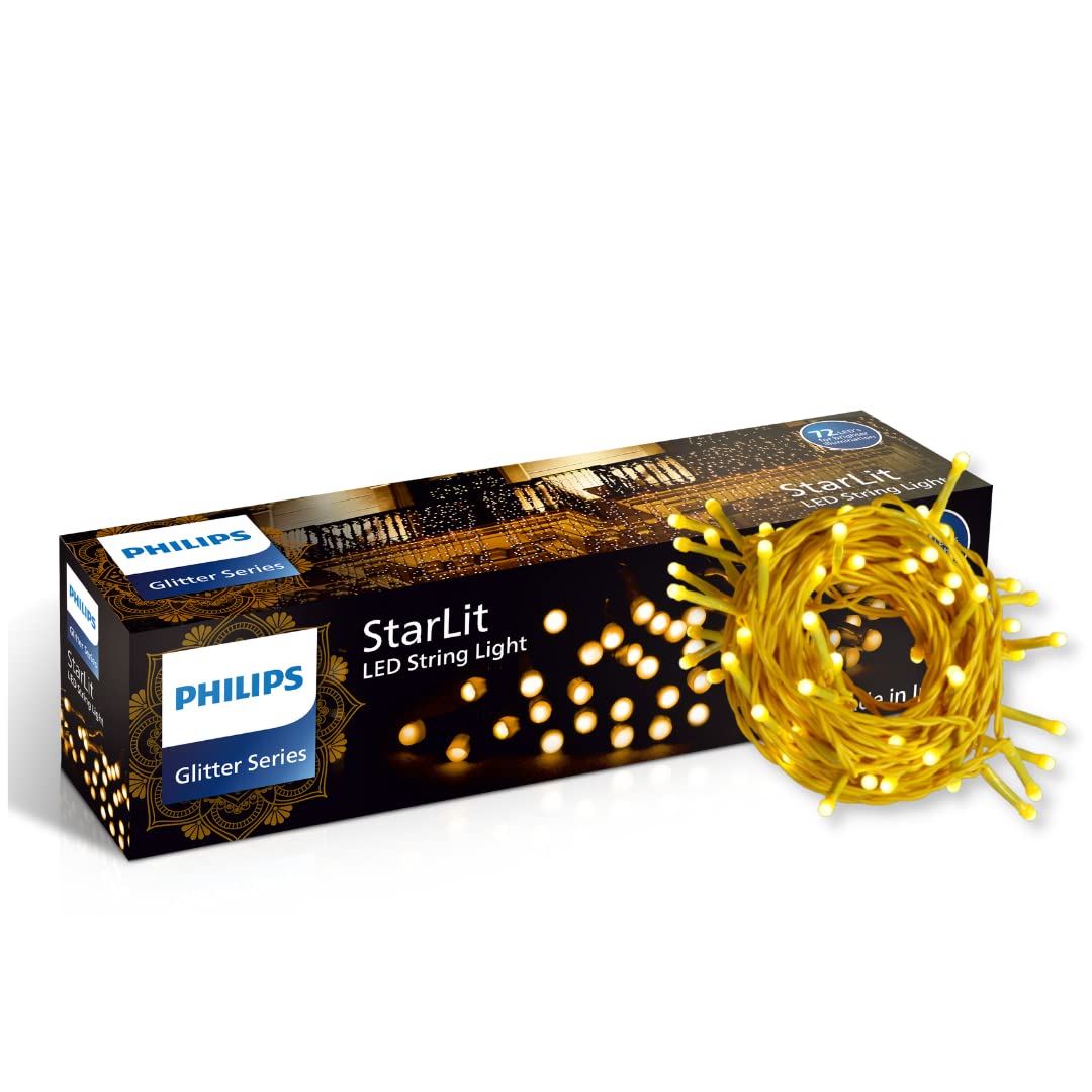 PHILIPS Starlit 12 Meter 72 LEDs String Light for Decoration | Decorative LED String Light | Warm White, Pack of 1