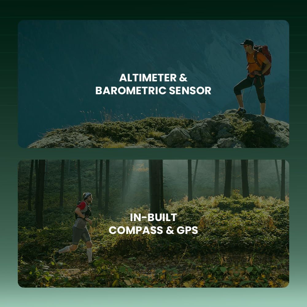 Prowatch Newly Launched Xtreme with Enhanced Fitness Features - 1.43" AMOLED AOD Display | Inbuilt GPS, Altimeter, Barometer & Compass | Body Energy Features| Corning Gorilla Glass 3 (Silicone)