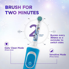 Oral B ORIGINAL Kids Rechargeable Electric Toothbrush Soft Replacement Brush Heads [10X POWERFUL THAN COMPATIBLE PRODUCTS], Frozen Characters, 2 Refills, Deep clean between teeth