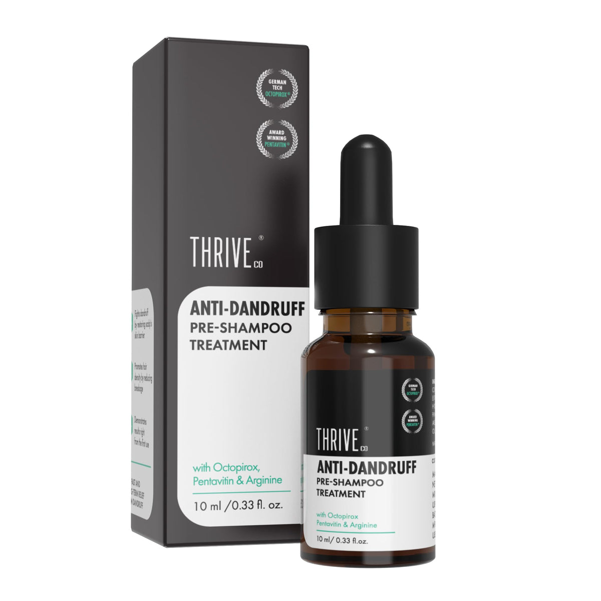 ThriveCo Anti-Dandruff Pre-Shampoo Serum for Itchy, Dry & Flaky Scalp | With Octopirox, Pentavitin & Arginine | Reduces Hair Breakage & Strengthens Hair for Men & Women | 10ml