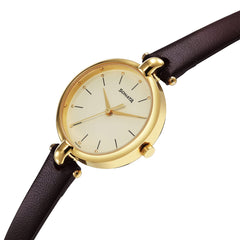 Titan Sonata Gold Edit Quartz Analog Champagne Dial Brown Leather Strap Watch for Women - NR87043YL02W