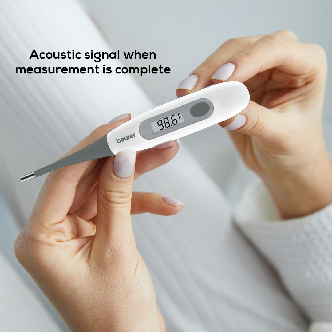Beurer German Engineering FT 12 Digital Flexi Thermometer for Fever Measurement | Fast & Accurate measurement in °C & °F | 100% Waterproof Design | For Oral, Underarm & Rectal Use