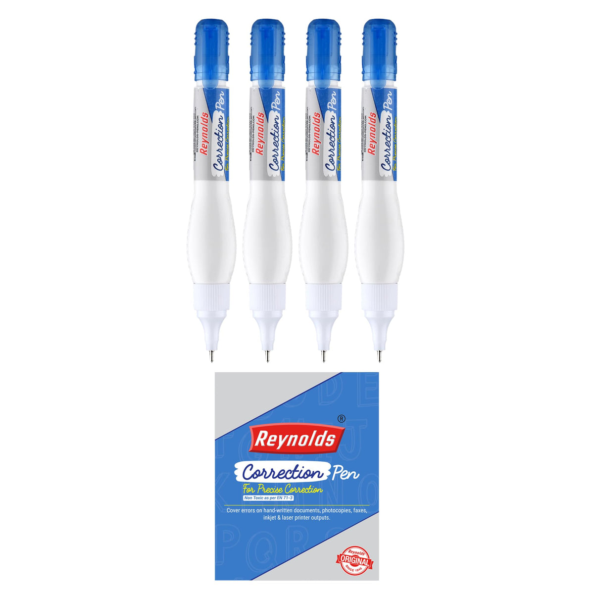 4pcs Reynolds Correction Pen Whitener I Smudge Free Operation with Unique Squeeze Control Applicator - Office Product from Reynolds - Shop in Sri Lanka at Arcade.lk