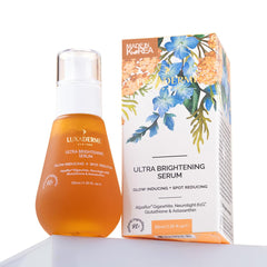 LuxaDerme Korean Ultra Brightening Face Serum with 77% Yuzu, Vitamin C Rich, Glutathione & Niacinamide | Clinically Proven Patented Actives to Reduce Dark Spots & Hyperpigmentation | Vegan Korean Skincare for Men & Women | 30ml | Glammy.lk