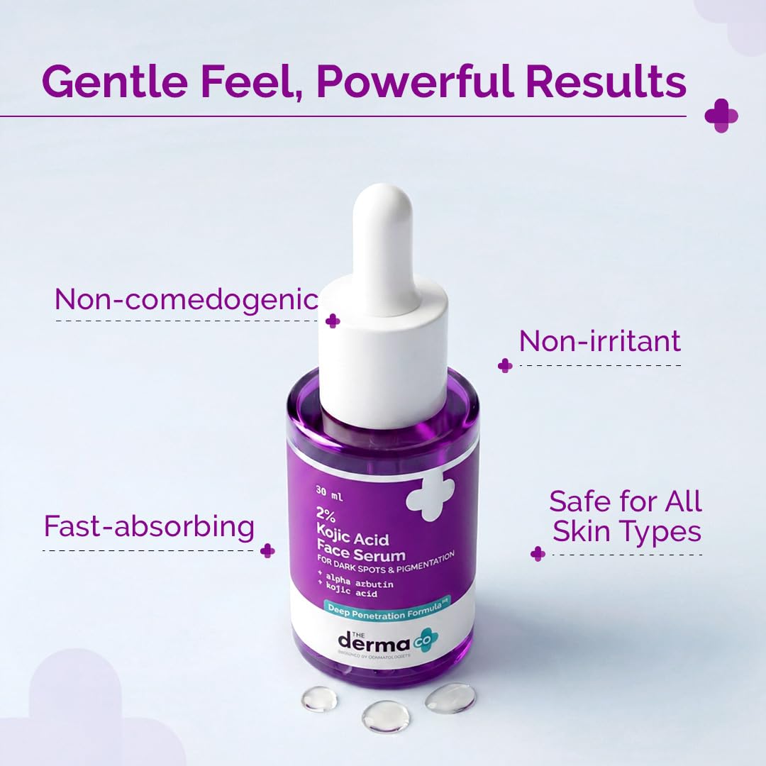 The Derma Co. 2% Kojic Acid Face Serum with Alpha Arbutin, Powered by Deep Penetration Formula™ | Fights Pigmentation | Fades Dark Spots | Brightens & Evens Skin Tone | 30 ml