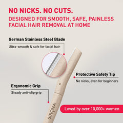 Sirona Blink & Glow Face Razor for Women | Dermaplaning Tool for Face | Facial Hair & Peach Fuzz Remover | Anti-slip Grip | German Stainless Steel Blades | Pack of 3
