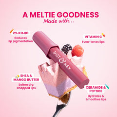 Dot & Key Meltie Lip Balm SPF 50+ In-Vivo Tested With 2% Kojic & Vitamin C | Hydrates Dry, Chapped Lips, Lightens Pigmentation, Brightens Lips | Berry Crumble | 4g