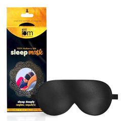 Friends of Meditation® 100% Mulberry Silk Sleep Mask – Pure Silk Eye Mask for Sleeping, Super Smooth Blackout Blindfold, Soft Adjustable Strap, Luxury Eye Cover for Travel, Meditation (Black)