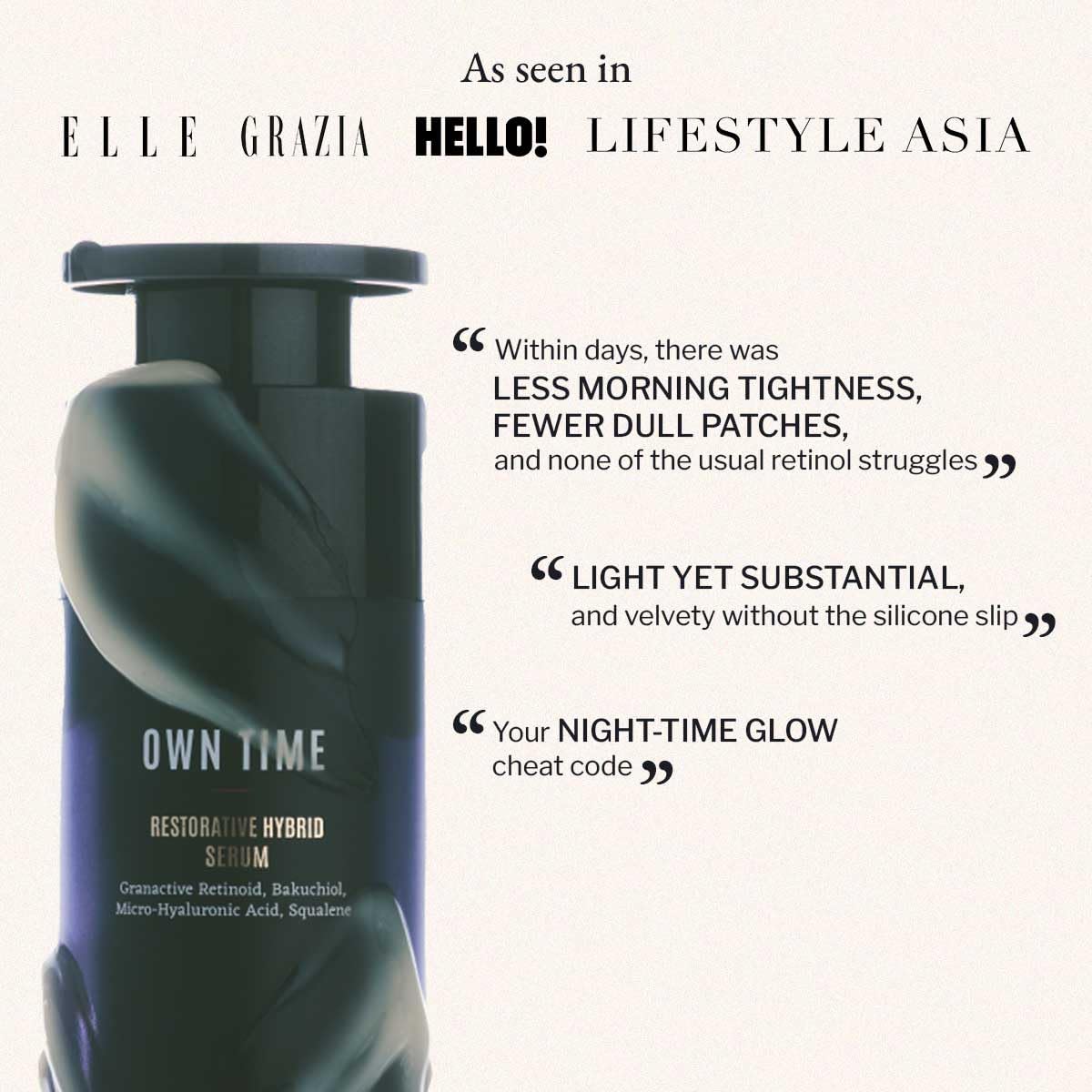FLOUT Own Time Anti-Ageing Retinoid Night Serum for Face | Targets Fine Lines, Wrinkles, Tone & Texture | Gentle, Non-Irritating | Granactive Retinoid, Bakuchiol & Squalane | All Skin Types | 30 ml
