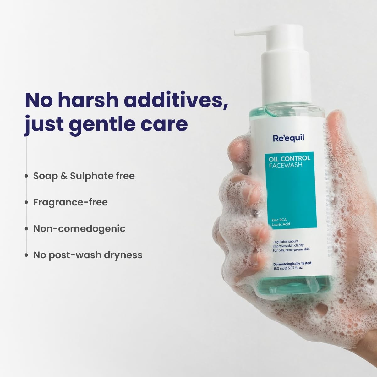 RE' EQUIL Oil Control Face Wash | Soap & Sulphate Free Face Wash with Zinc PCA | Controls Excessive Oil Production | For Oily Acne Prone Skin | 150 ml | Glammy.lk
