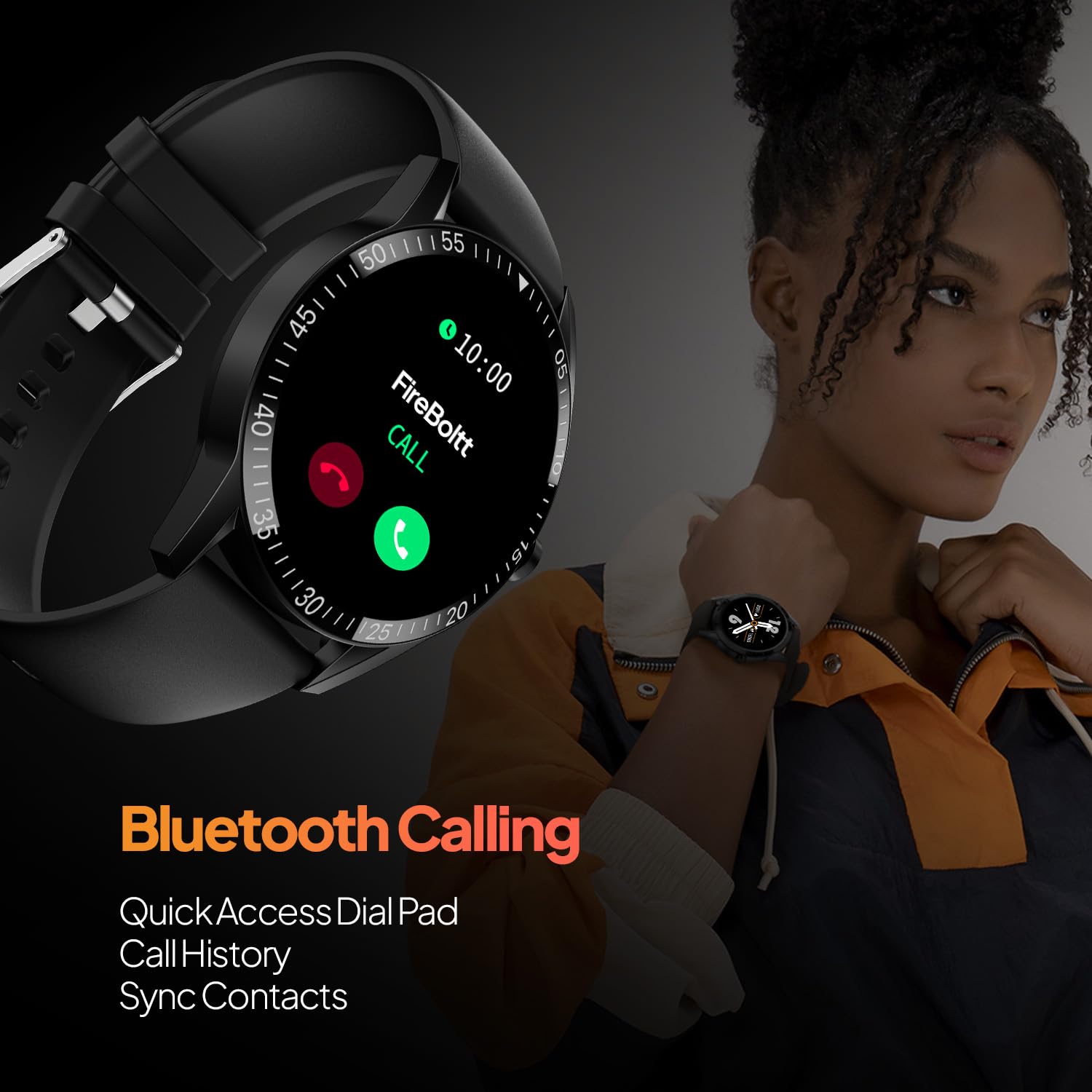 Fire-Boltt Talk Bluetooth Calling Smartwatch, 1.39" TFT Display with Dual Button, Hands On Voice Assistance, 120 Sports Modes, in Built Mic & Speaker (Talk, Black)