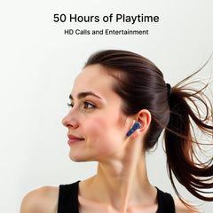 pTron Bassbuds Astra in-Ear TWS Earbuds w/Stereo Sound, 50Hrs Playtime, Stereo Calls, Custom EQ, Mobile App, BTv5.3 Headphones, Touch Control, Voice Assistant, Type C Charging & IPX4 (Navy Blue)