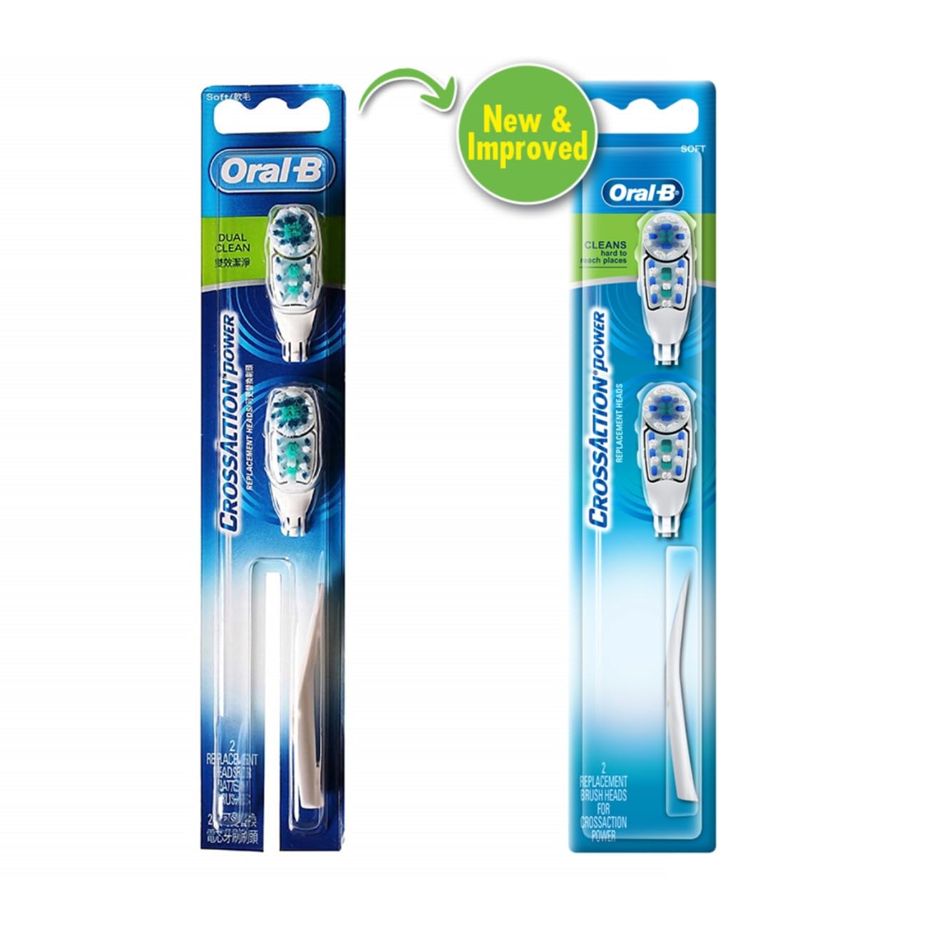 Oral B ORIGINAL Cross Action Battery Toothbrush Replacement Brush Heads [10X POWERFUL THAN COMPATIBLE PRODUCTS], Soft Bristles, 2 Refills