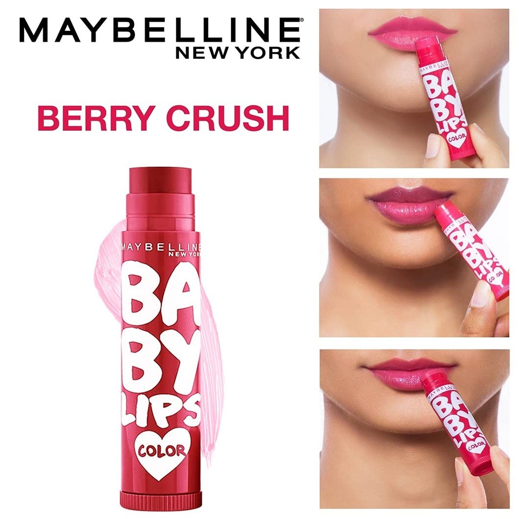 Maybelline New York Lip Balm, With SPF, Moisturises and Protects from the Sun, Pink Lolita & Baby Lips Cherry Kiss, Baby Lips, Berry Crush, 4g - Beauty from Maybelline - Shop in Sri Lanka at Arcade.lk