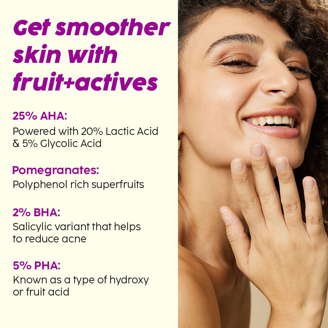 PLIX - THE PLANT FIX 25% AHA+ 2% BHA + 5% PHA Pomegranate Peeling Potion For Glowing & Even Toned Skin, Gentle Exfoliation & At-Home Facial | For Women & Men | 30 ml (pack of 1)