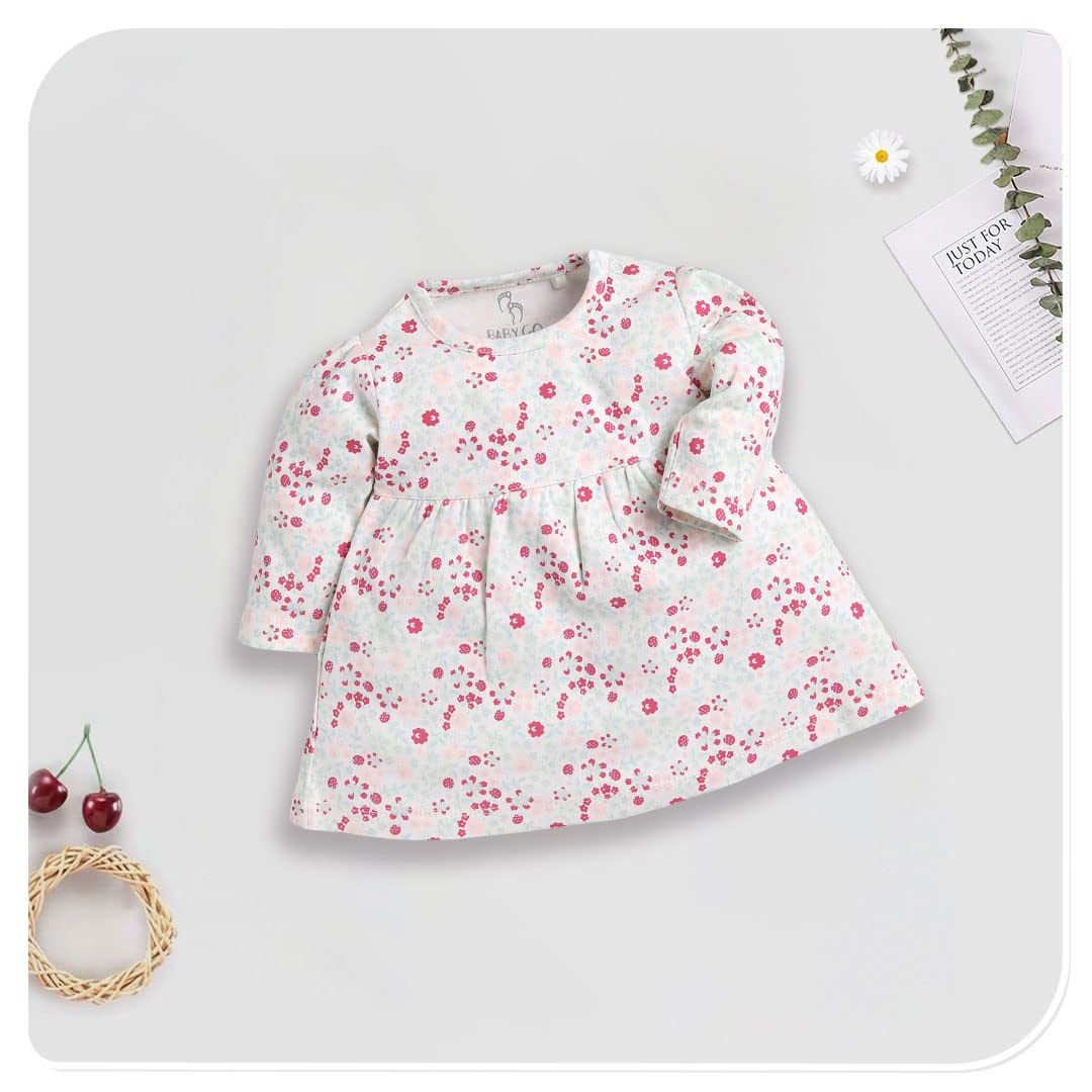 BabyGo Full Sleeve Regular Round Neck A Line Frocks for Baby Girls (Pack of 2) Peach - Apparel from BABY GO - Shop in Sri Lanka at Arcade.lk