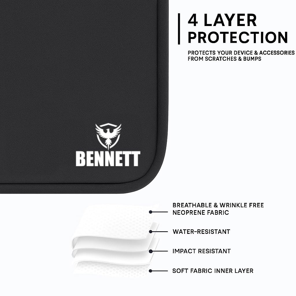 Bennett Drax Laptop Sleeve Case Cover for 39.62 Cm (15.6-Inch) Laptop MacBook, Protective (Black)
