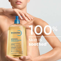 Bioderma Atoderm Huile de douche Anti-iritation Cleaning Oil | 24hrs Hydration | Face and Body Moisturizer | Soothes Discomfort - Dry to Very Dry Sensitive Skin - 200 ml